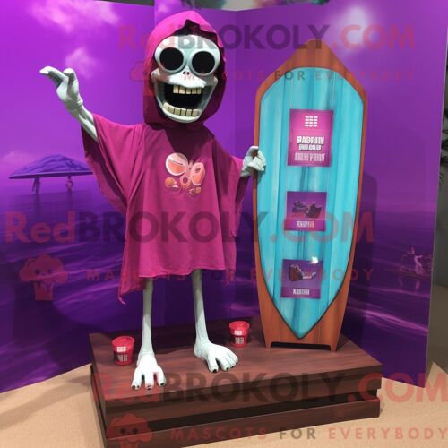 Personnage De Costume De Mascotte Redbrokoly Magenta Graveyard Habillé Avec Un Short Et Des Porte-Clés