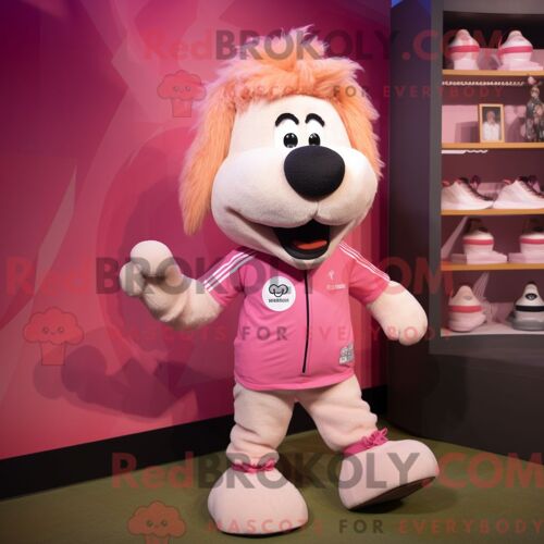 Personnage Mascotte Redbrokoly De Shepard S Pie Rose Habillé Avec Un Short De Course Et Des Boutons De Manchette