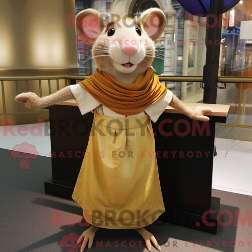 Costume Mascotte Redbrokoly De Ratatouille Dorée Personnage Habillé Avec Une Jupe Plissée Et Des Châles
