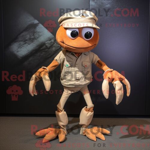 Costume De Mascotte Redbrokoly De Crabe Beige Habillé D Un Jean Skinny Et De Bonnets