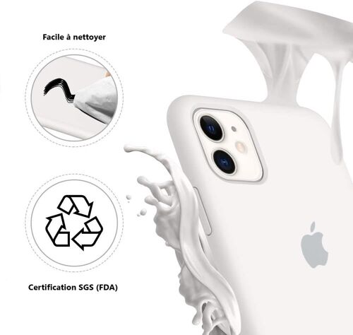 Coque banche en silicone pour iPhone 11