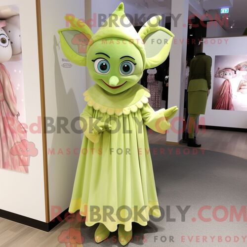 Personnage De Costume De Mascotte Redbrokoly De Fée Des Dents D Olive Habillé Avec Une Robe Midi Et Des Ceintures De Smoking