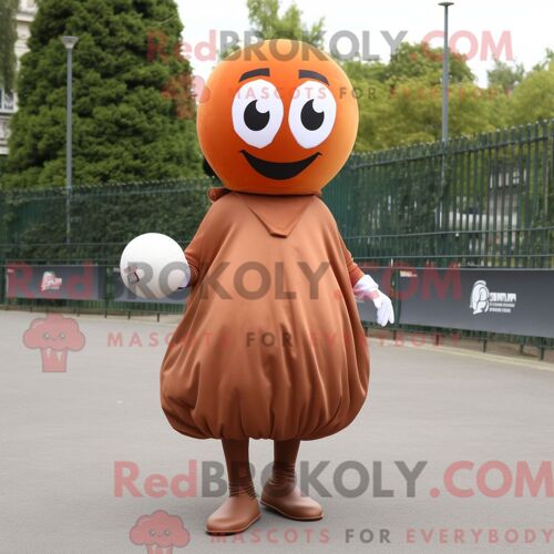 Costume De Mascotte Redbrokoly De Boule De Pétanque Rouille Personnage Habillé Avec Une Robe Taille Empire Et Des Foulards