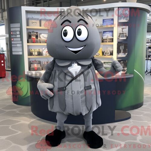Costume Mascotte Redbrokoly De Grenade Grise Personnage Habillé D Une Mini-Jupe Et De Pochettes De Costume