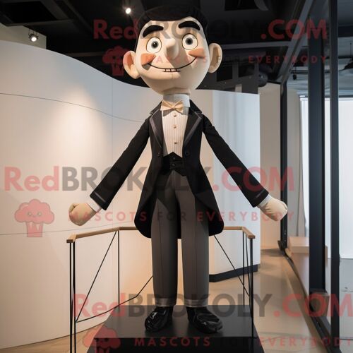 Personnage De Costume De Mascotte Redbrokoly D Artiste Trapéziste Beige Habillé D Un Smoking Et De Ceintures