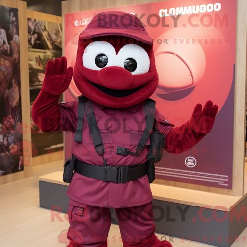 Personnage De Costume De Mascotte Redbrokoly Para Commando Marron Habillé Avec Un Polo Et Des Ceintures De Smoking