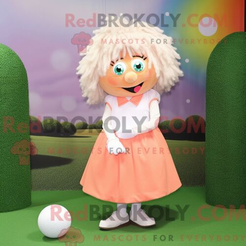 Costume De Mascotte Redbrokoly De Boulet De Canon Humain Rose Personnage Habillé Avec Une Chemise Henley Et Des Casquettes