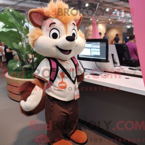 Personnage De Costume De Mascotte Redbrokoly De Pendentif Blanc Habillé Avec Une Chemise Habillée Et Des Porte-Monnaie