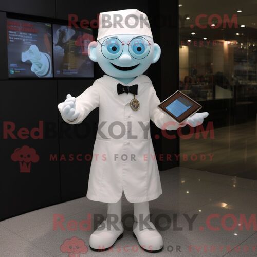 Personnage De Costume De Mascotte Redbrokoly De Pendentif Blanc Habillé Avec Une Chemise Habillée Et Des Porte-Monnaie