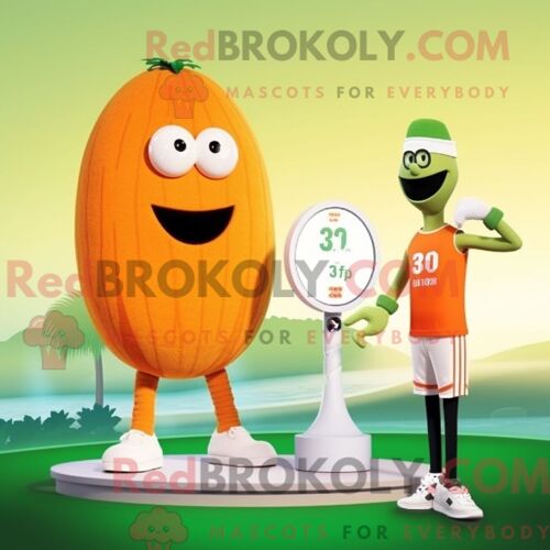 Costume Mascotte Redbrokoly De Céleri Orange Habillé D Un Maillot De Bain Une Pièce Et De Montres-Bracelets