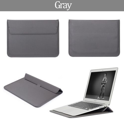 Sac en cuir PU pour ordinateur portable, pour Macbook Air - For Huawe Matebook D14 - gris