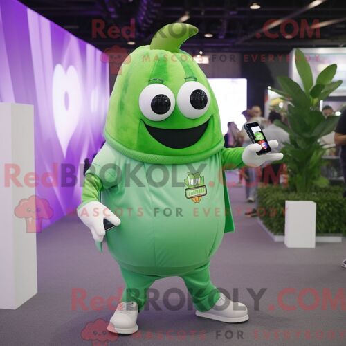 Costume De Mascotte Redbrokoly Biryani Bleu Ciel Habillé D Une Salopette Et De Montres Intelligentes