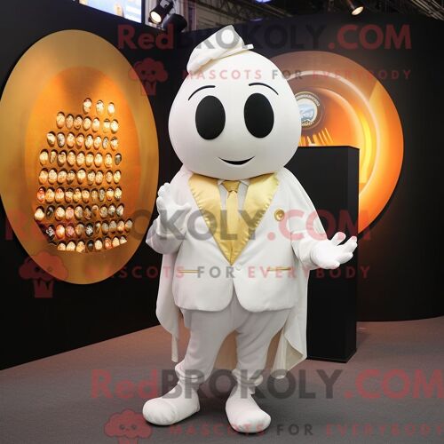 Costume De Mascotte Redbrokoly De Shakshuka Blanc Personnage Habillé D Une Veste De Costume Et D Un Porte-Monnaie