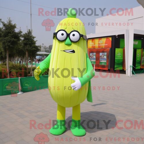 Costume De Mascotte Redbrokoly De Cupidon Vert Citron Habillé D Un T-Shirt À Manches Longues Et De Porte-Clés