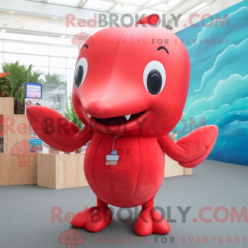 Costume Mascotte Redbrokoly De Truie Grise Habillé D Une Parka Et D Épinglettes