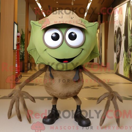 Costume Mascotte Redbrokoly D Olive Spider Habillé Avec Un Pantalon Chino Et Des Boucles D Oreilles