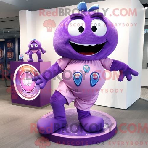 Costume De Mascotte Redbrokoly Gyro Violet Habillé D Un Maillot De Bain Une Pièce Et D Un Porte-Monnaie