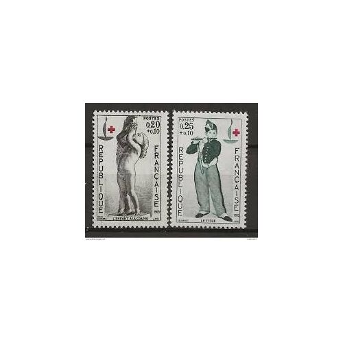 Au Profit De La Croix Rouge : Centenaire Oeuvres De Manet Et David D'Angers La Paire Année 1963 N° 1400 1401 Yvert Et Tellier Luxe