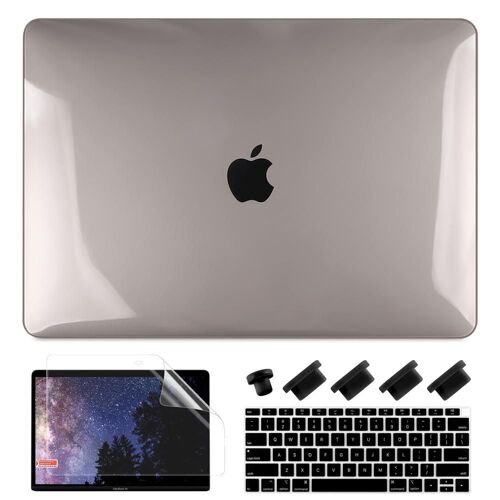 Ensemble de coques en cristal mat pour Macbook gratuit - For Pour MacBook Air 12 - cristal gris