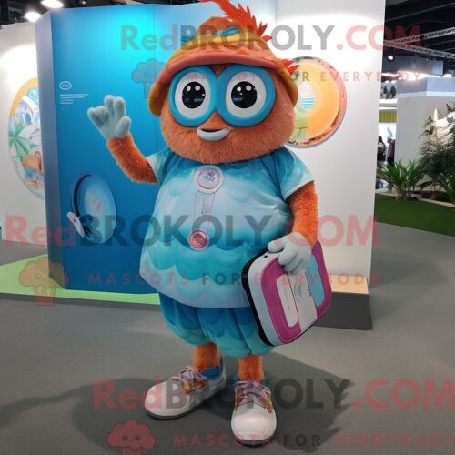 Personnage De Costume De Mascotte Redbrokoly Plate Spinner Habillé D Un Maillot De Bain Et De Sacs Messager