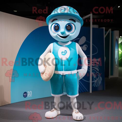 Personnage De Costume De Mascotte Redbrokoly Plate Spinner Habillé D Un Maillot De Bain Et De Sacs Messager