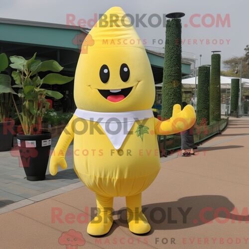 Costume De Mascotte Redbrokoly De Navet Jaune Citron Personnage Habillé Avec Un Pantalon Habillé Et Des Mitaines