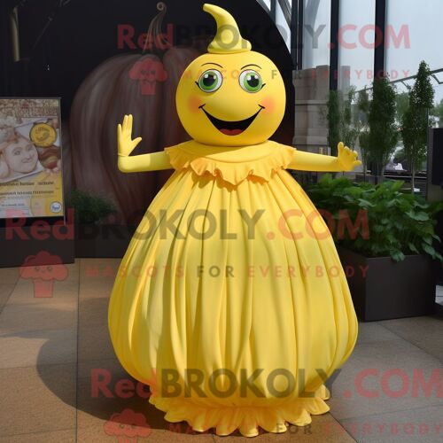Costume De Mascotte Redbrokoly De Tomate Jaune Personnage Habillé Avec Une Robe Taille Empire Et Des Bagues