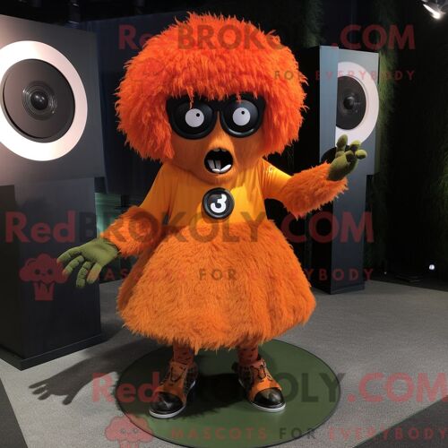 Costume De Mascotte Redbrokoly De Monstre De Frankenstein Orange Habillé Avec Une Jupe Circulaire Et Des Lunettes De Soleil