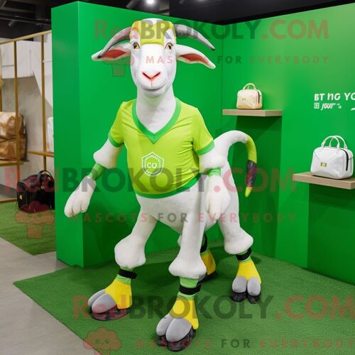 Costume De Mascotte Redbrokoly De Chèvre Boer Vert Citron Personnage Habillé Avec Un Short Et Des Sacs À Main