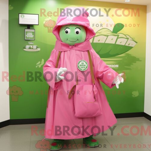 Personnage De Costume De Mascotte Redbrokoly De Corned-Beef Et De Chou Rose Habillé D Un Imperméable Et De Sacs Fourre-Tout