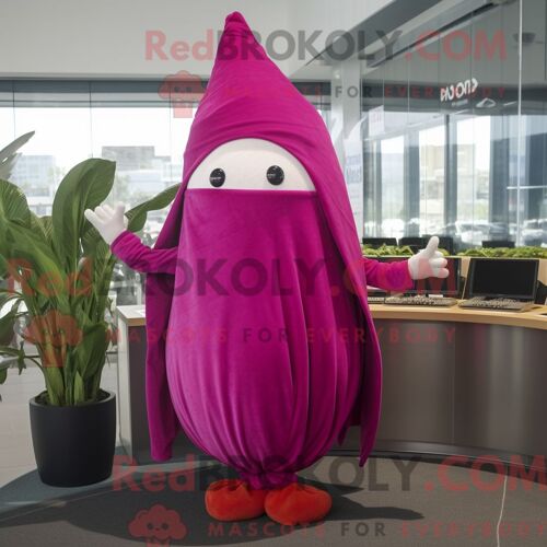 Costume De Mascotte Redbrokoly De Radis Magenta Personnage Habillé D Un Maillot De Bain Une Pièce Et D Épingles À Châle