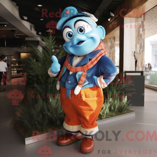 Personnage De Costume De Mascotte Redbrokoly De Fish And Chips Noir Habillé D Une Chemise Henley Et D Écharpes