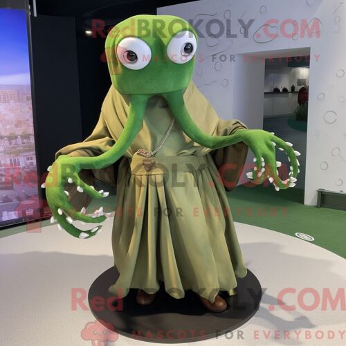 Costume De Mascotte Redbrokoly D Olive Kraken Habillé D Une Jupe Portefeuille Et De Montres-Bracelets