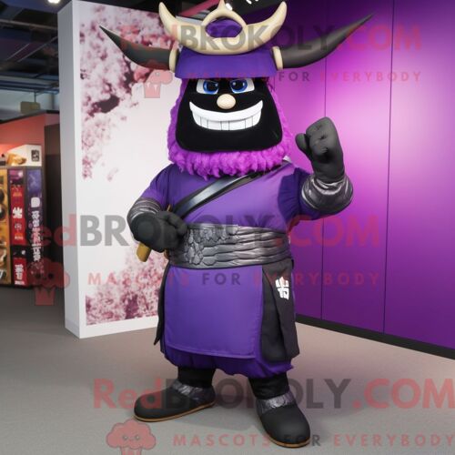 Costume De Mascotte Redbrokoly De Samouraï Violet Personnage Habillé D Un Legging Et D Une Épinglette