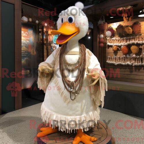Mascotte Redbrokoly De Personnage D Oie Habillée D Une Jupe-Culotte Et De Colliers
