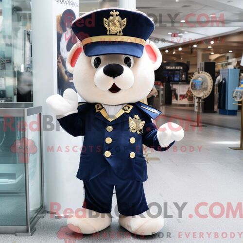 Costume Mascotte Redbrokoly De Champagne Bleu Marine Habillé D Un Gilet Et De Porte-Clés