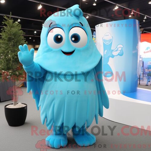 Personnage De Costume De Mascotte Redbrokoly De Cyan Ice Habillé Avec Une Jupe Longue Et Des Mitaines