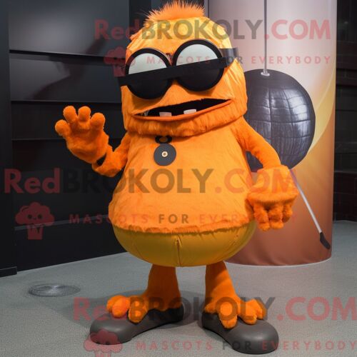 Costume De Mascotte Redbrokoly De Monstre De Frankenstein Orange Habillé Avec Une Jupe Circulaire Et Des Lunettes De Soleil