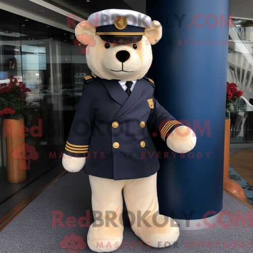 Costume De Mascotte Redbrokoly D Ours En Peluche Bleu Marine Habillé Avec Une Jupe Crayon Et Des Chapeaux