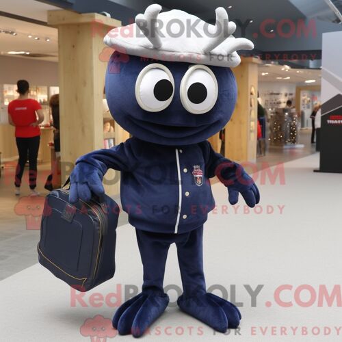 Costume De Mascotte Redbrokoly D Araignée Marine Personnage Habillé D Une Chemise Oxford Et De Pochettes