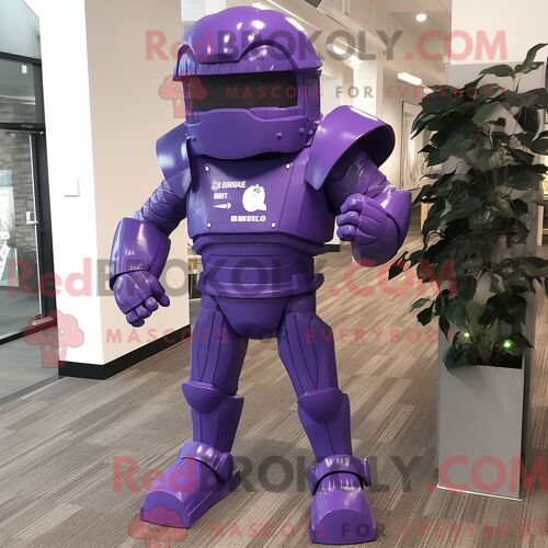 Costume De Mascotte Redbrokoly De Soldat Spartiate Violet Habillé D Un Jegging Et De Colliers