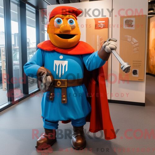 Personnage De Costume De Mascotte Redbrokoly De La Garde Suisse De Rouille Habillé D Une Chemise En Jean Et De Porte-Clés