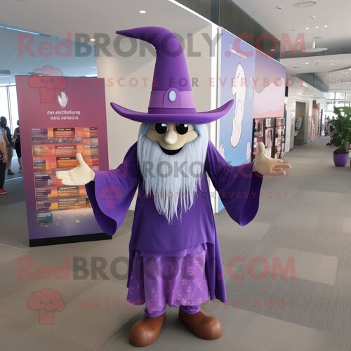 Personnage De Costume De Mascotte Redbrokoly De Magicien De La Lavande Habillé D'un Bikini Et D'épingles À Chapeau