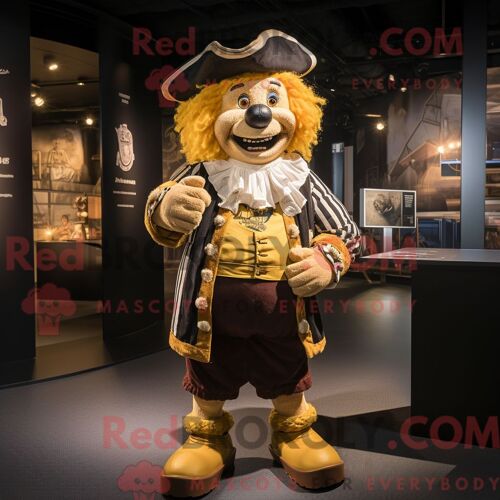 Personnage Mascotte Redbrokoly De Pirate Doré Habillé D Une Chemise De Rugby Et De Bandeaux