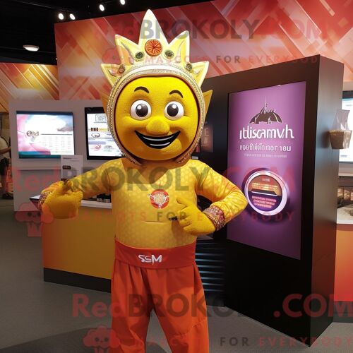 Costume De Mascotte Redbrokoly De Chou-Fleur Jaune Habillé D Un Polo Et De Boutons De Manchette