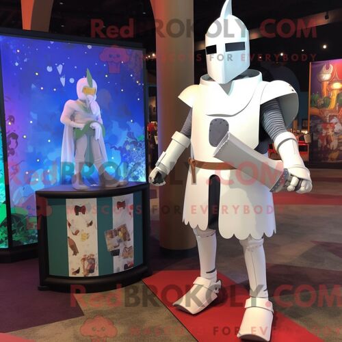 Costume De Mascotte Redbrokoly De Chevalier Médiéval Blanc Personnage Habillé D Une Chemise Habillée Et De Bracelets De Cheville