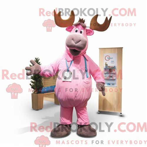 Costume De Mascotte Redbrokoly De Mango Marron Personnage Habillé D Une Chemise En Jean Et De Clips Pour Écharpe