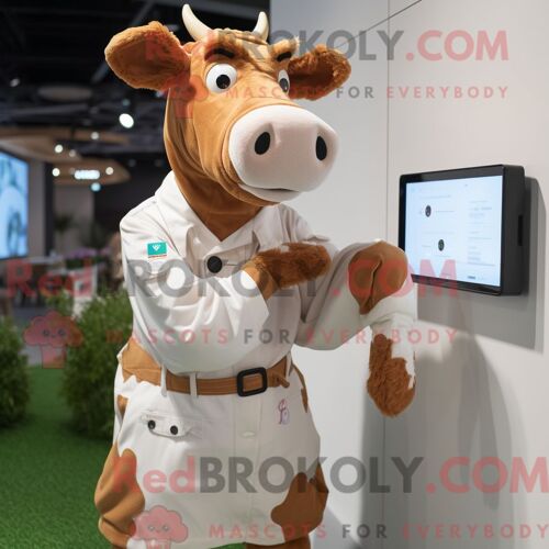 Costume De Mascotte Redbrokoly Peach Jambalaya Personnage Habillé D Un Blouson Aviateur Et De Noeuds Papillons