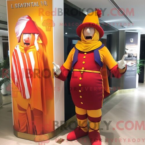 Costume De Mascotte Redbrokoly De Singe Marron Habillé Avec Une Jupe Crayon Et Des Boutons De Manchette
