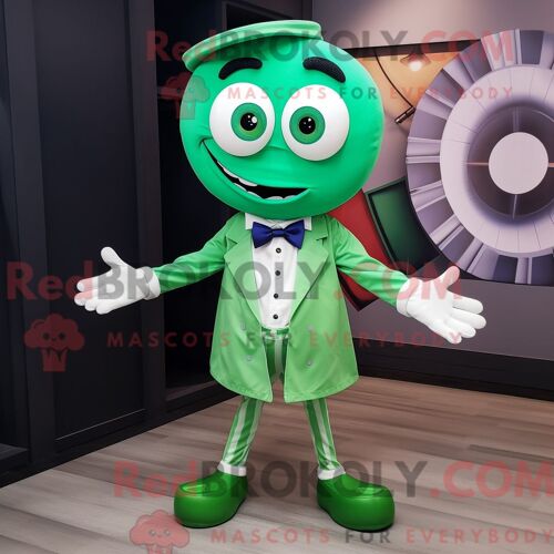 Personnage De Costume De Mascotte Redbrokoly Green Plate Spinner Habillé Avec Un T-Shirt À Manches Longues Et Des Noeuds Papillons